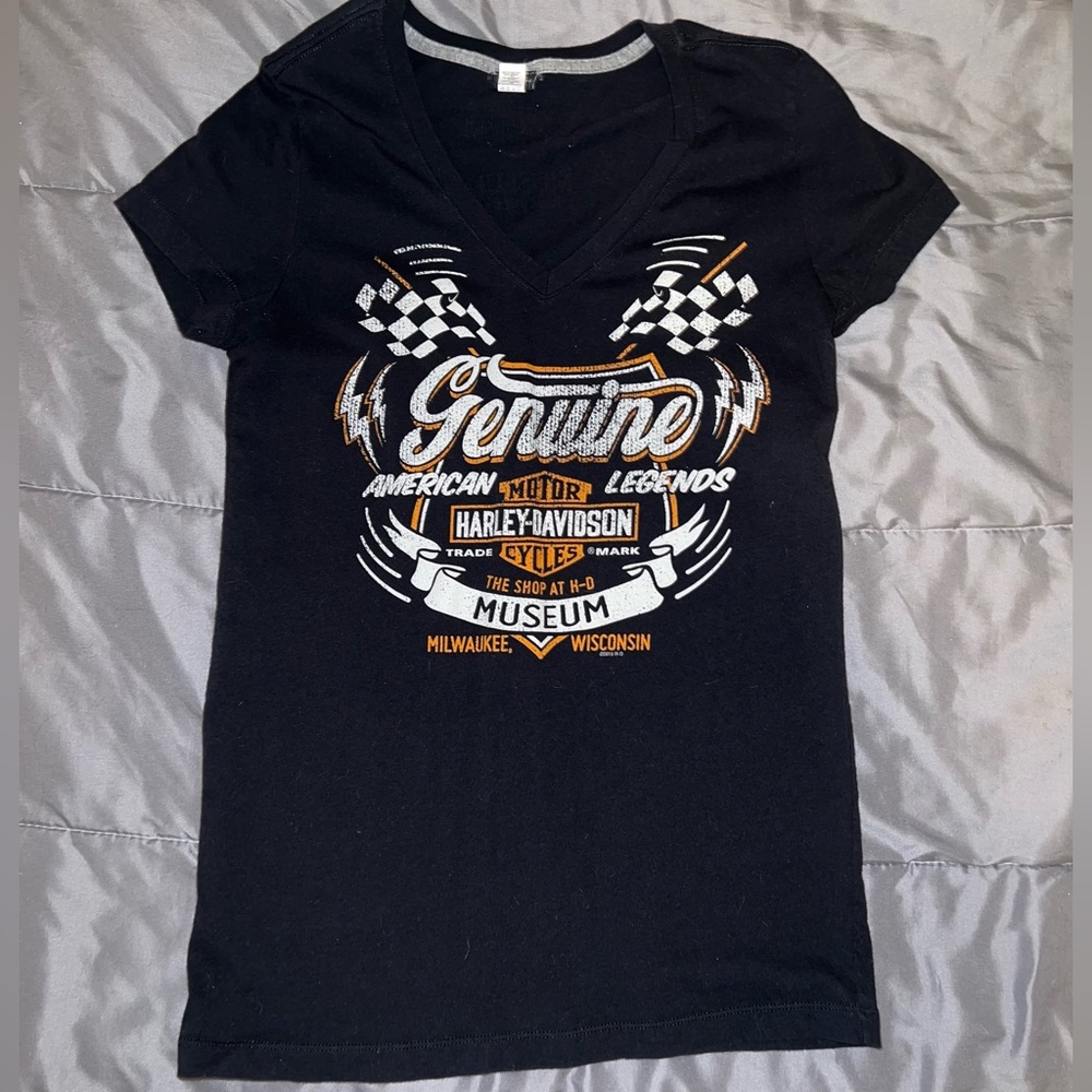 Black Harley Davidson V-Neck Tee
